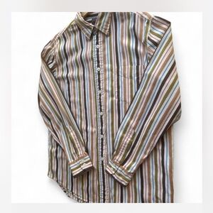 VTG |Lucky Brand| Dungarees Stripped Multicolored Long-sleeve Button Up Large